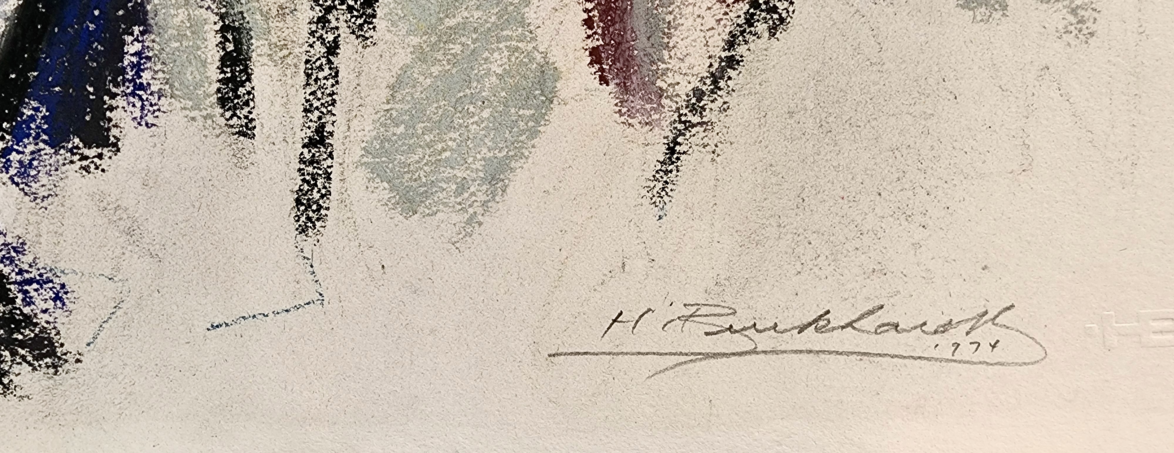 A painting of two nudes standing next to each other. 