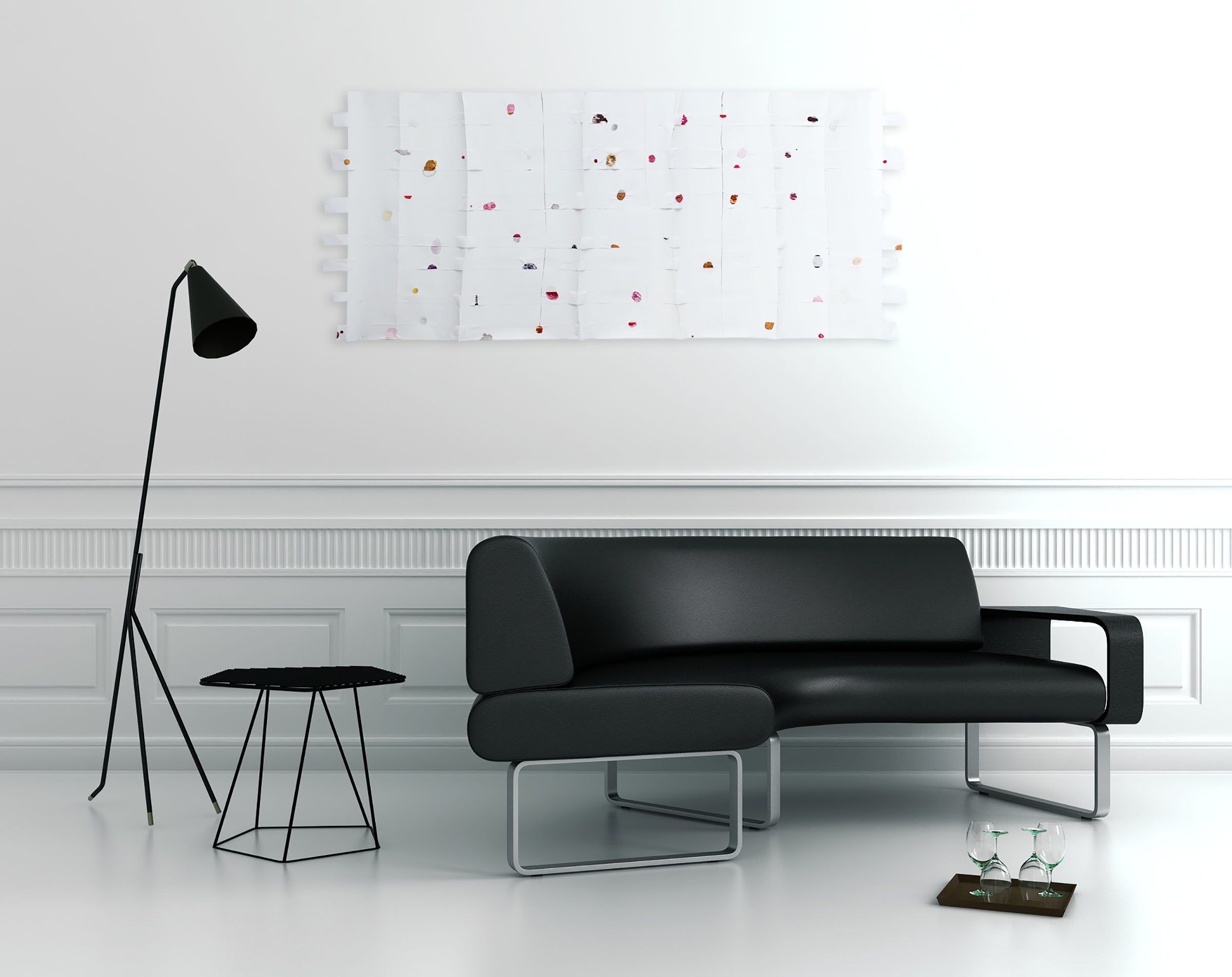 Artwork by Harald Kröner, Cut 39, Made of Ink, lacquer, cutting, collage on paper 