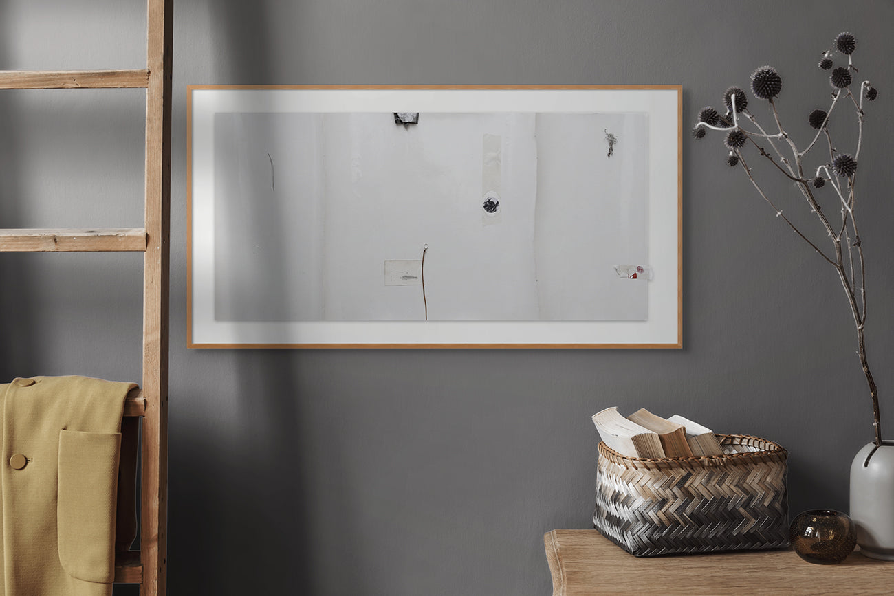 Artwork by Harald Kröner, K1901 / Whitewater, Made of Lacquer, collage on paper 