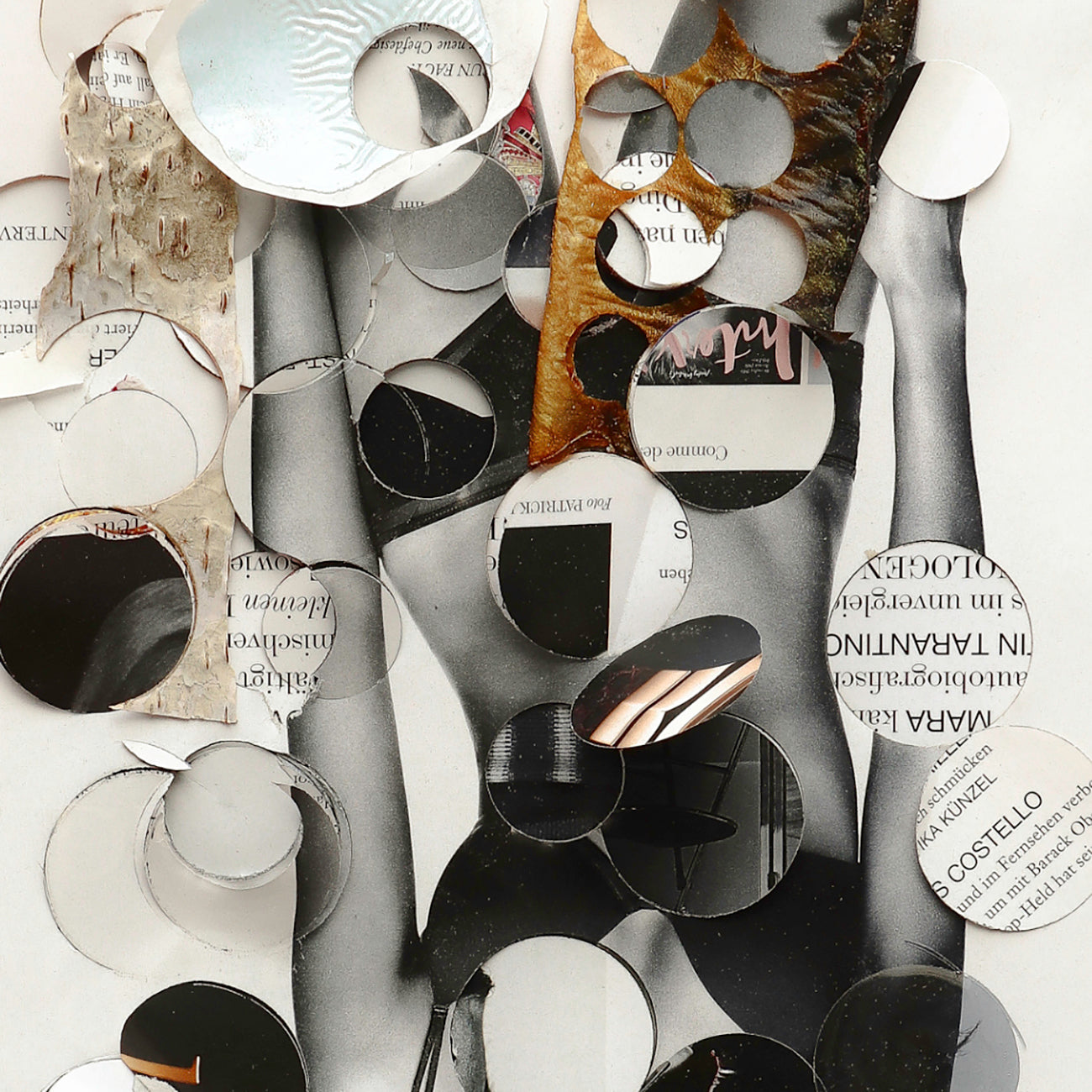 Artwork by Harald Kröner, K1965, Made of Lacquer, print, punching, collage on paper 