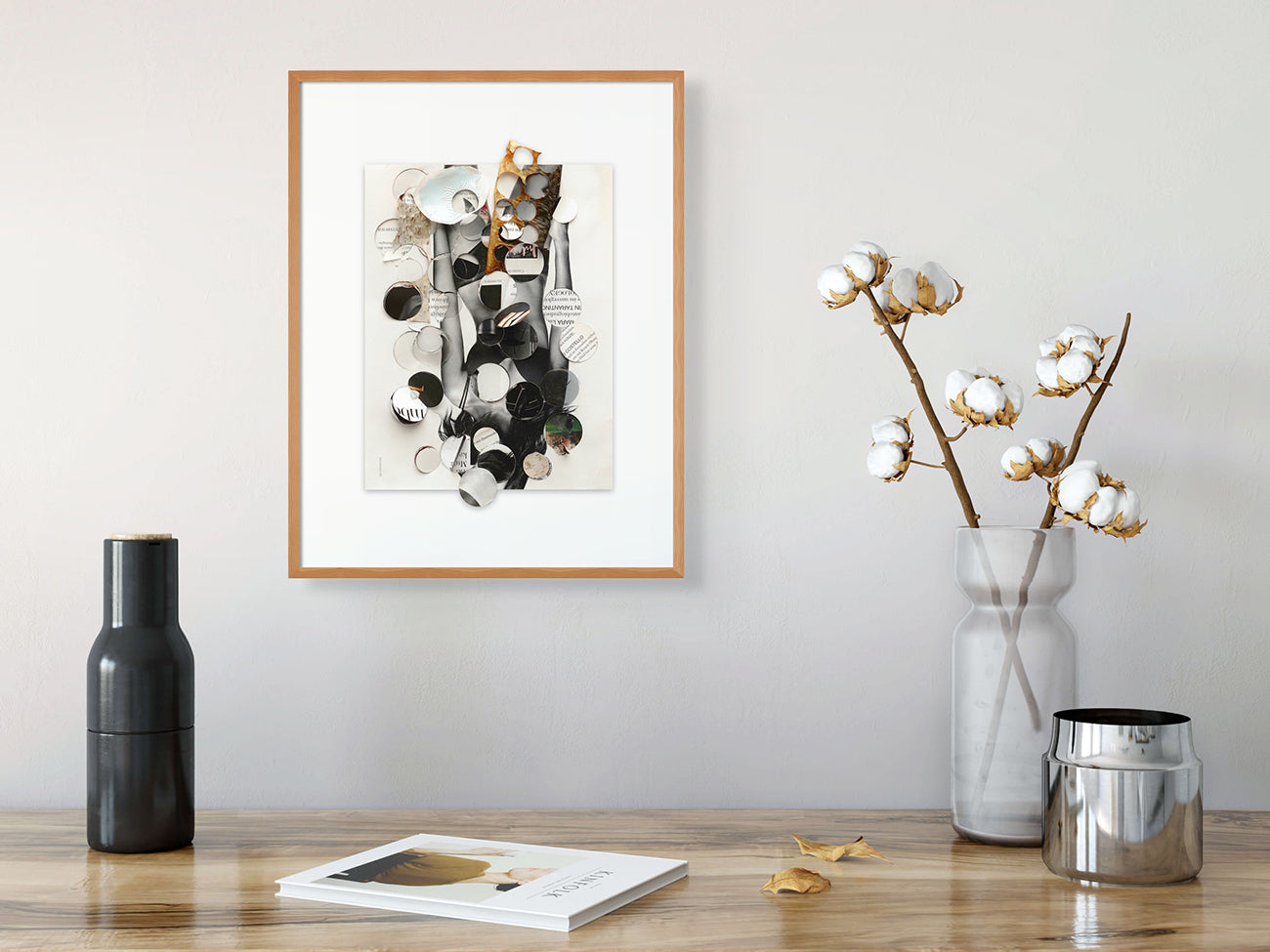 Artwork by Harald Kröner, K1965, Made of Lacquer, print, punching, collage on paper 