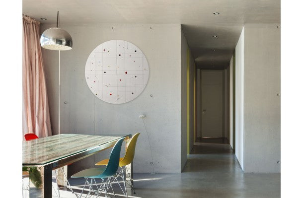 Artwork by Harald Kröner, Tondo 8, Made of Ink, enamel on paper on linen 