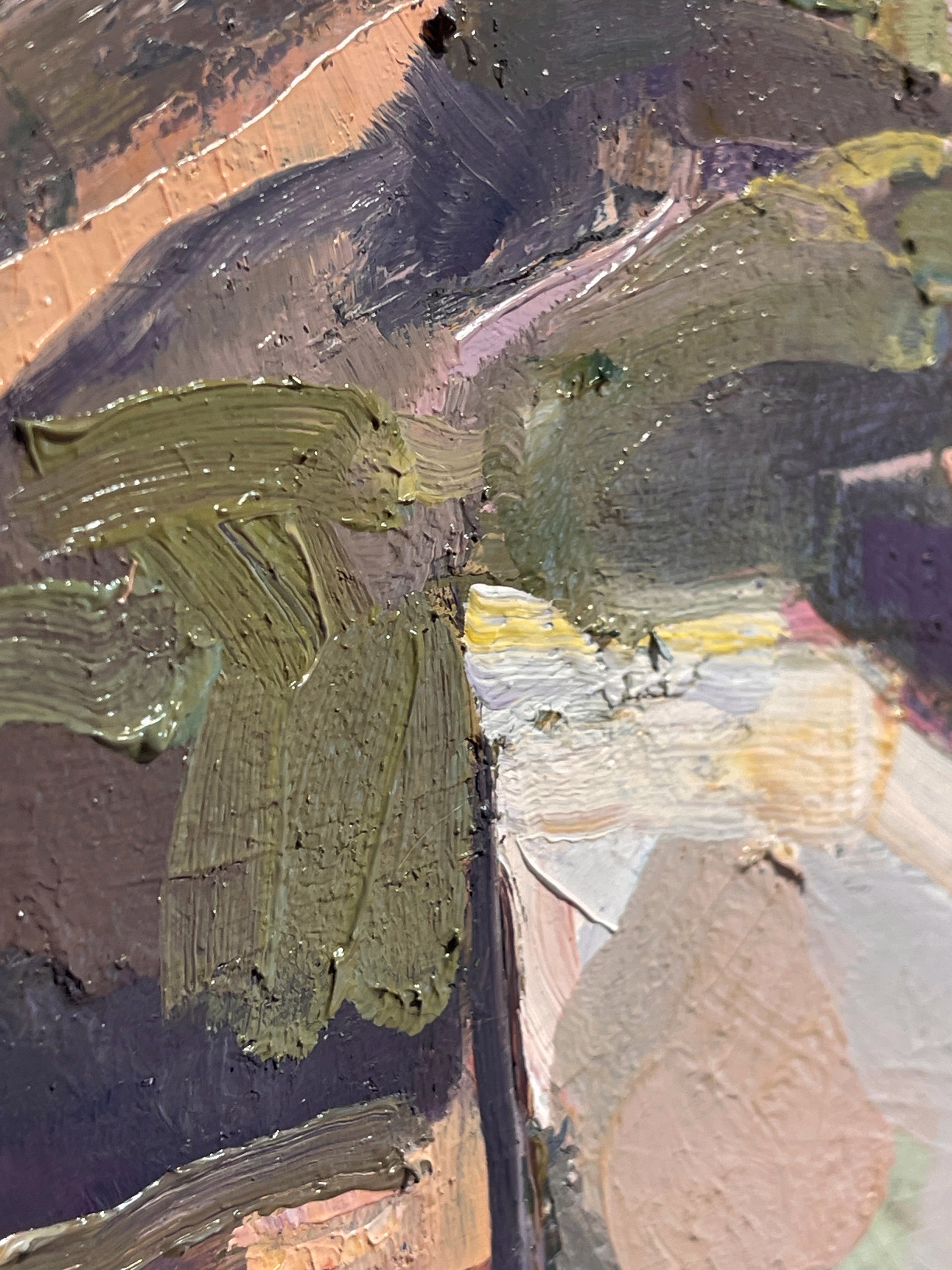 A painting of a boat sitting on top of a rocky hillside.