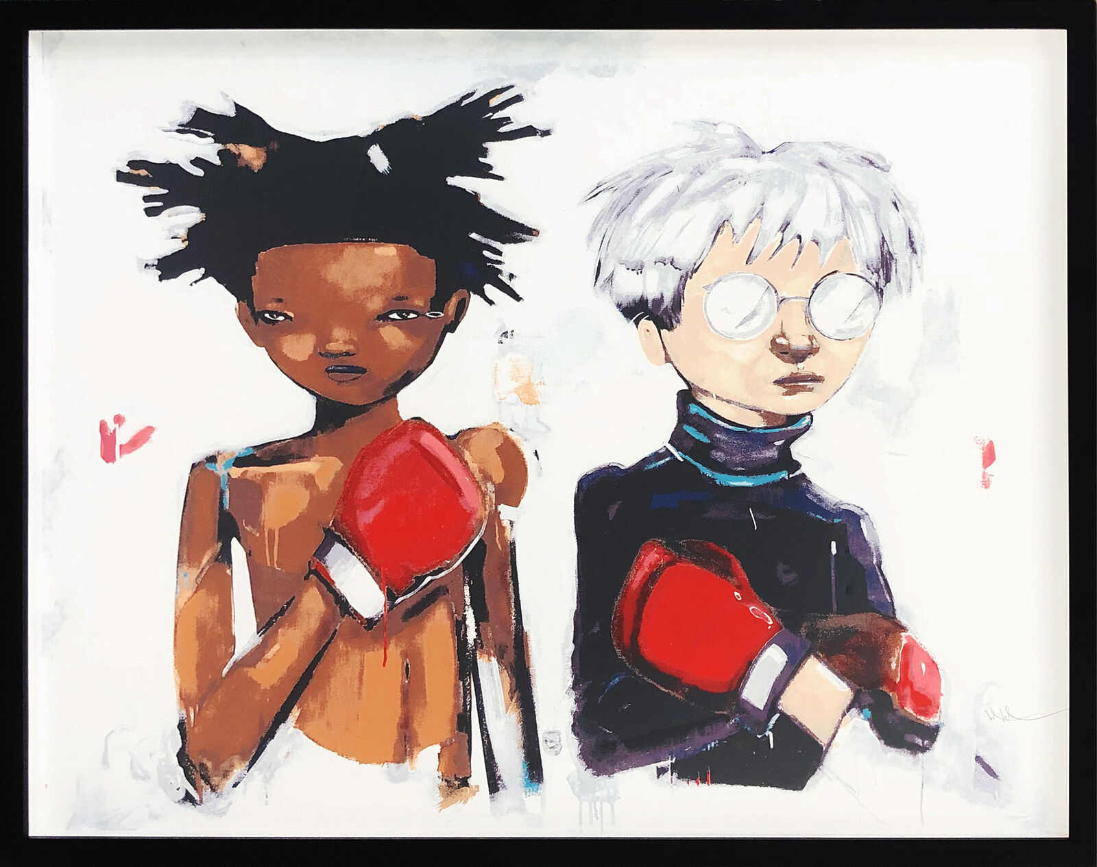Artwork by Hebru Brantley, NO MORE PUBLIC BATTLES, JUST PRIVATE WARS (WARHOL BASQUIAT), Made of Screen Print 