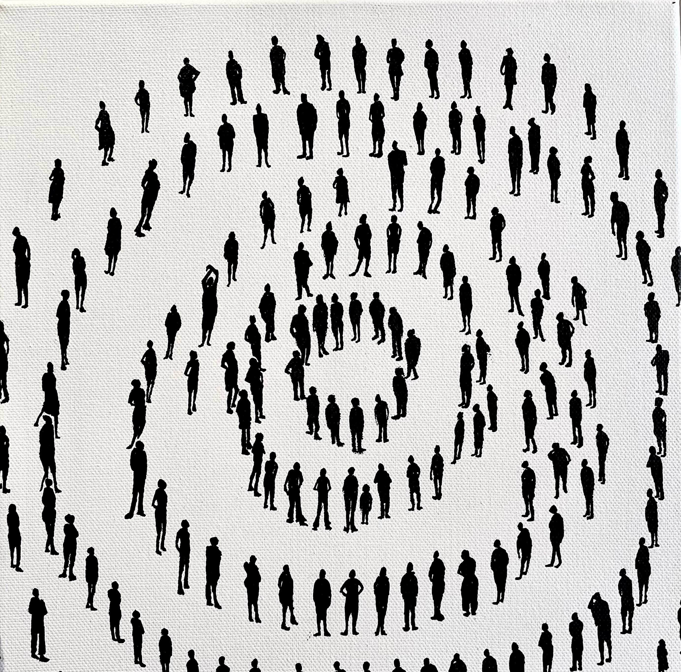A large group of people standing in a circle.