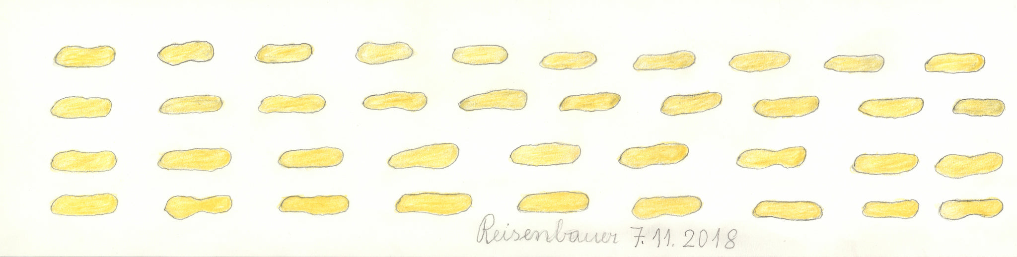 a drawing of a bunch of yellow dots on a white surface