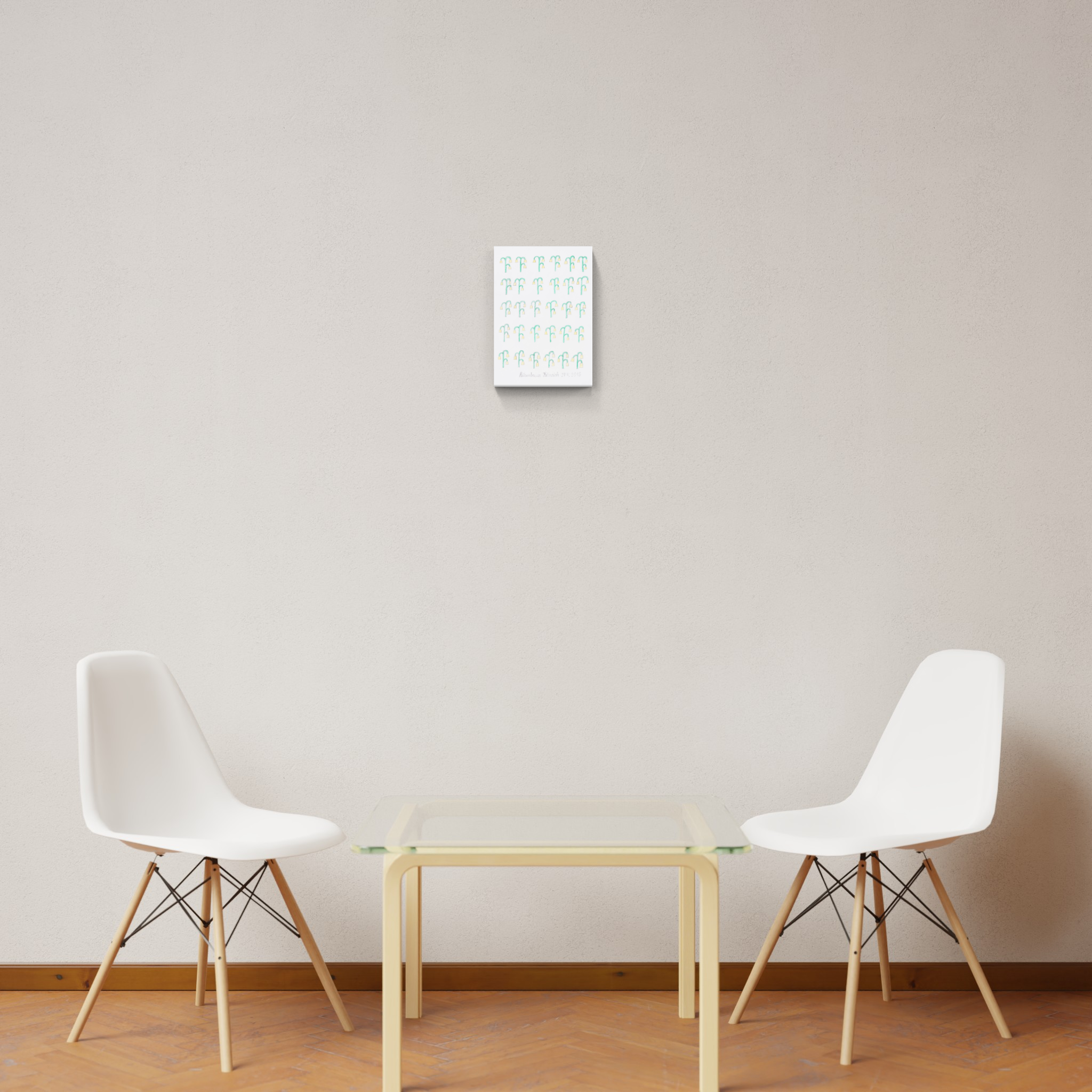 A drawing of a bunch of lily of the valley flowers.