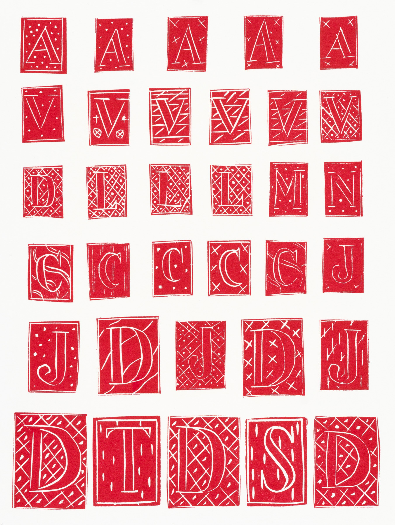 Artwork by Henri Matisse, 33 Lettrines En Rouge, Made of Linocut 