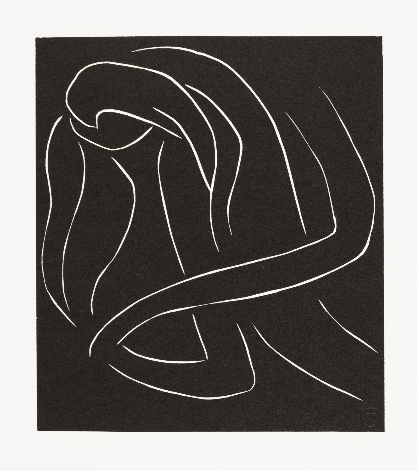 Artwork by Henri Matisse, . . . Et se coucher chaque soir dans son malheur . . . (p. 75; variant II), Made of Linocut 
