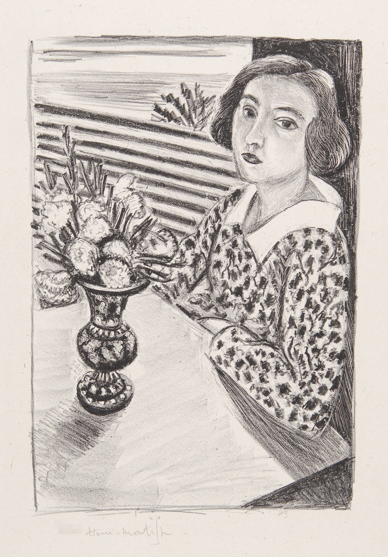 Jeune Fille Assise Au Bouquet De Fleurs by Henri Matisse, 1923
