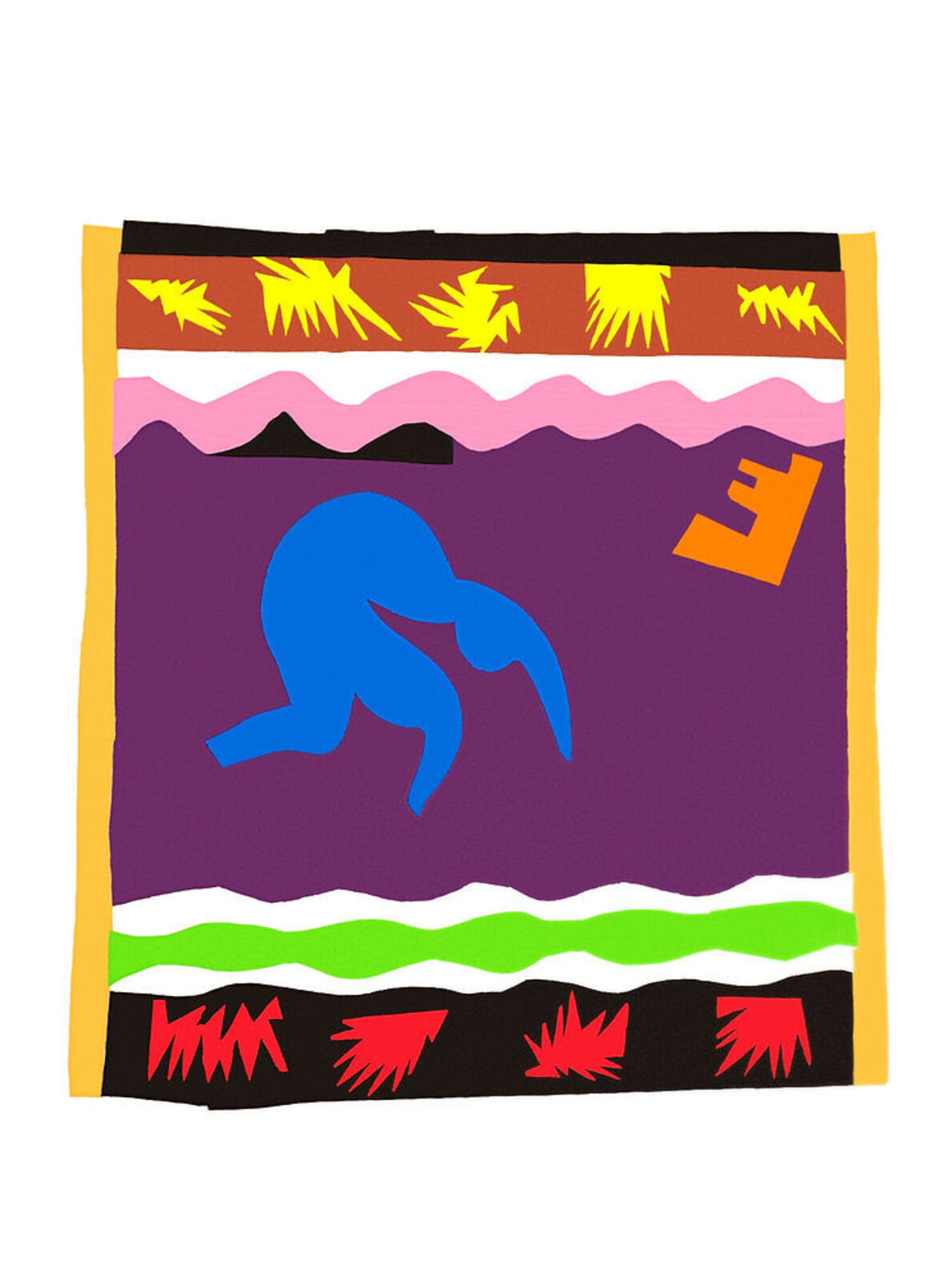 A colorful illustration of a person diving into the water.