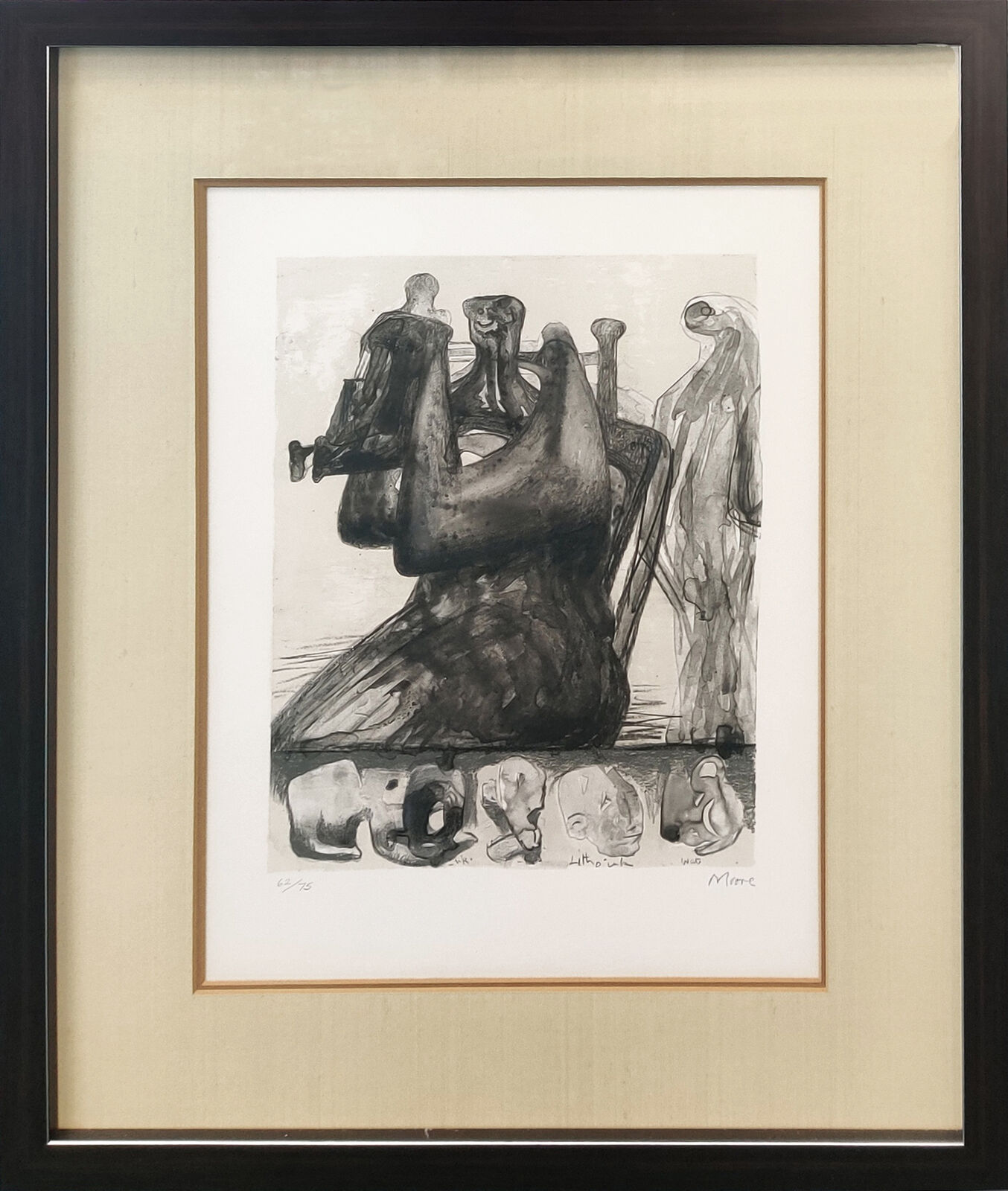 Artwork by Henry Moore, MOTHER AND CHILD WITH BORDER DESIGN, Made of Lithograph 