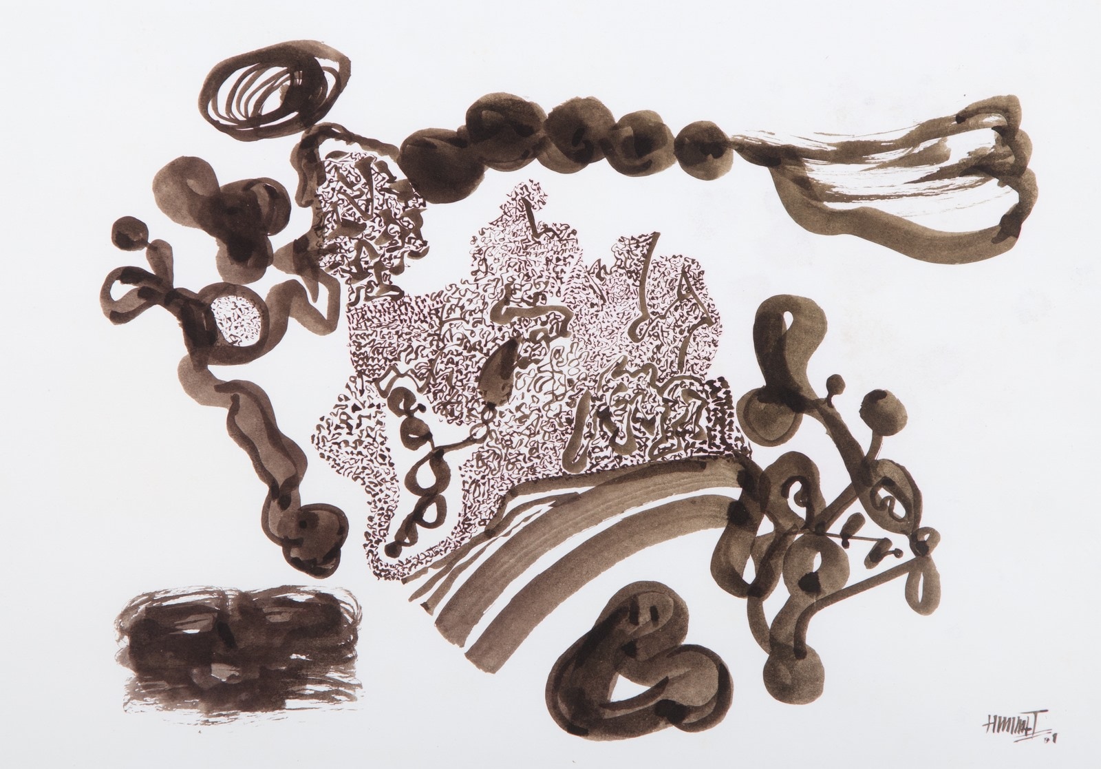 A black and white drawing of a piece of art.