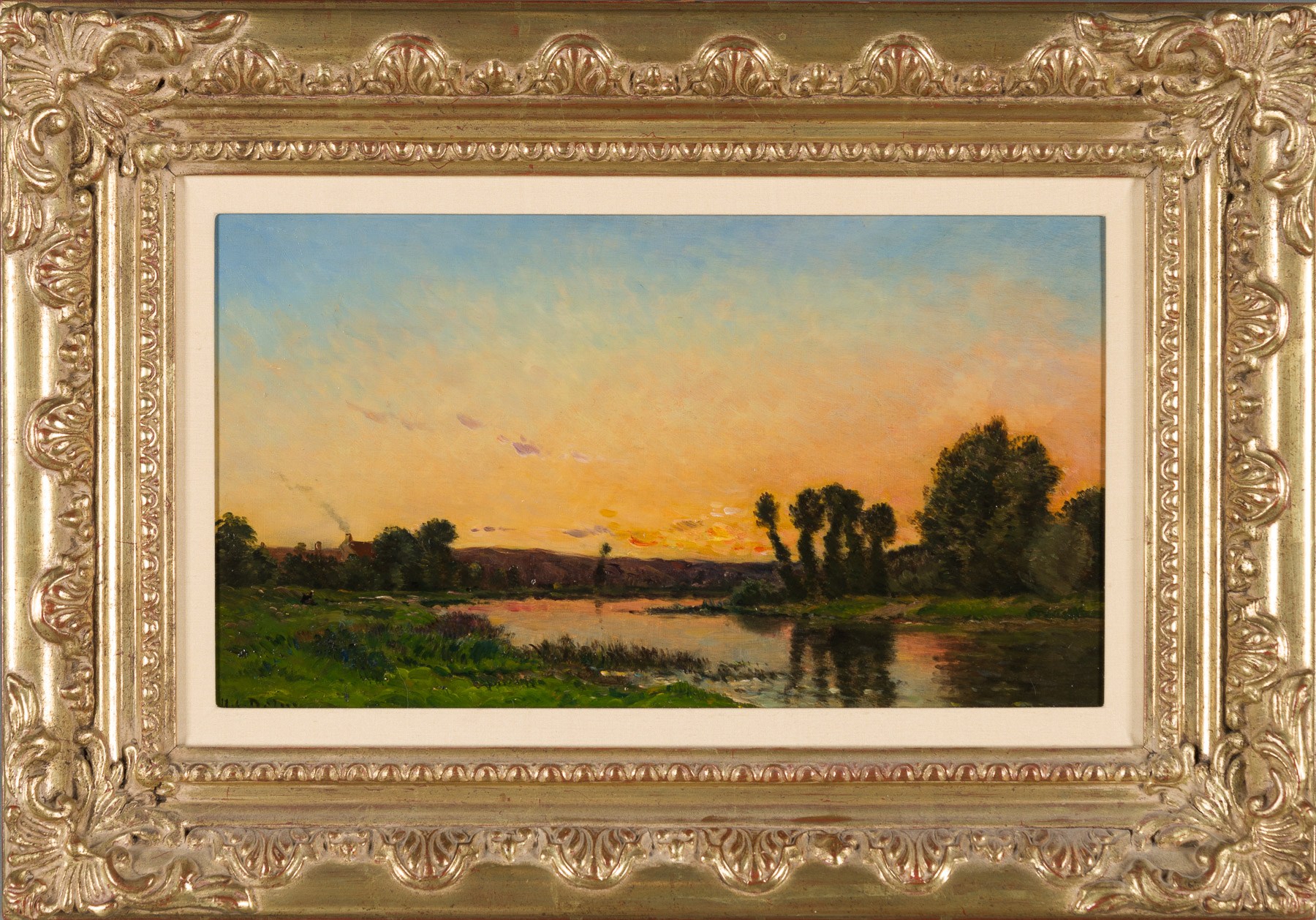Artwork by Hippolyte Camille Delpy, Paysage Au Crépuscle, Made of Oil On Panel 