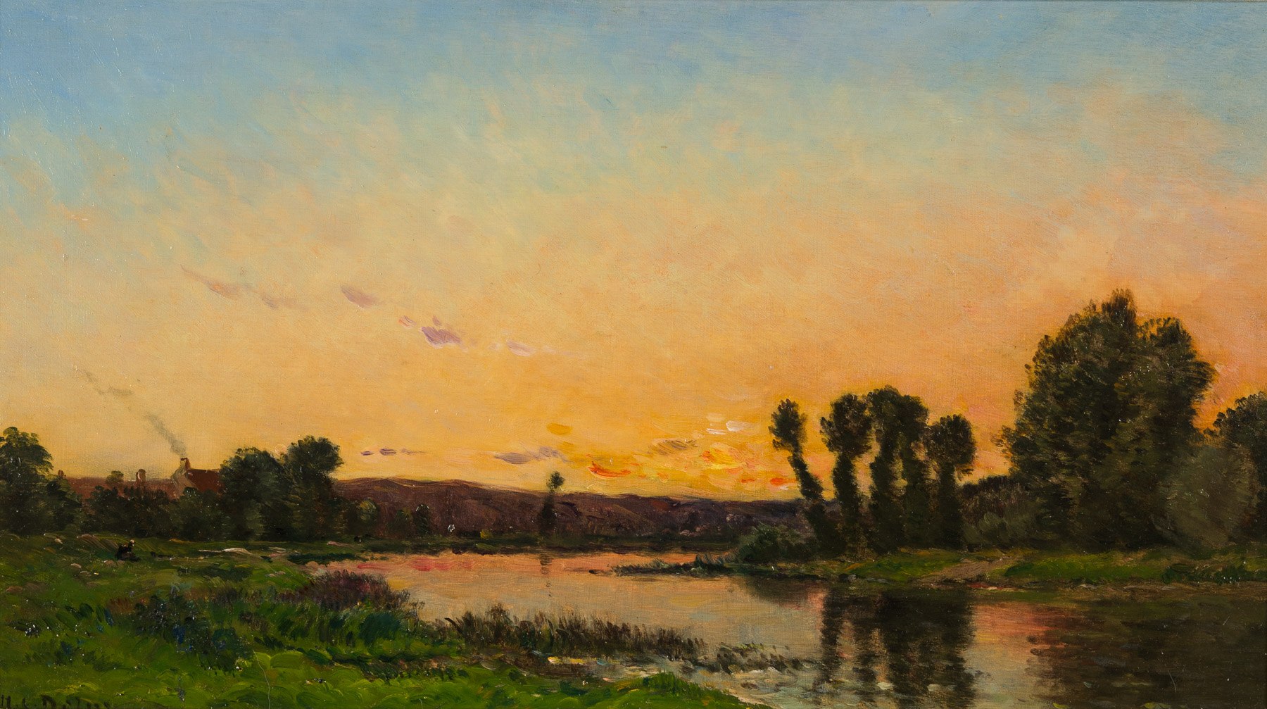 Artwork by Hippolyte Camille Delpy, Paysage Au Crépuscle, Made of Oil On Panel 