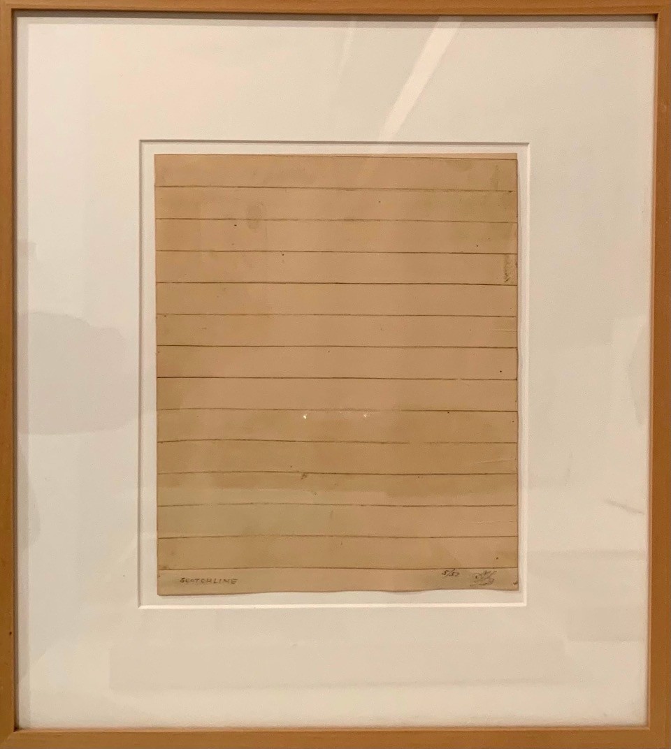 Artwork by HJ Bott, Scotchline, Made of Graphite on masking tape, Cellophane tape on paper 