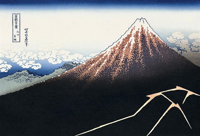 Artwork by Katsushika Hokusai, Mt.Fuji Above the Lightning, Made of Ukiyo-e/Woodblock print 