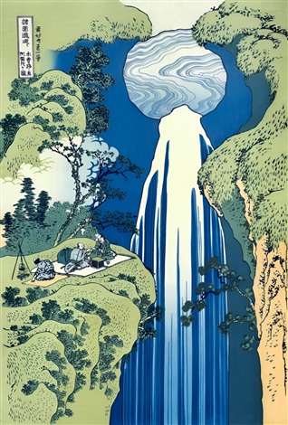 The Amida Falls in the Far Reaches of the Kisokaido Road by Katsushika Hokusai, null