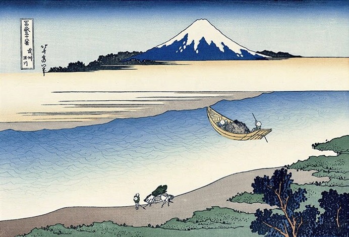 Artwork by Katsushika Hokusai, The Tamagawa in Musashi Province, Made of Ukiyo-e/Woodblock print 