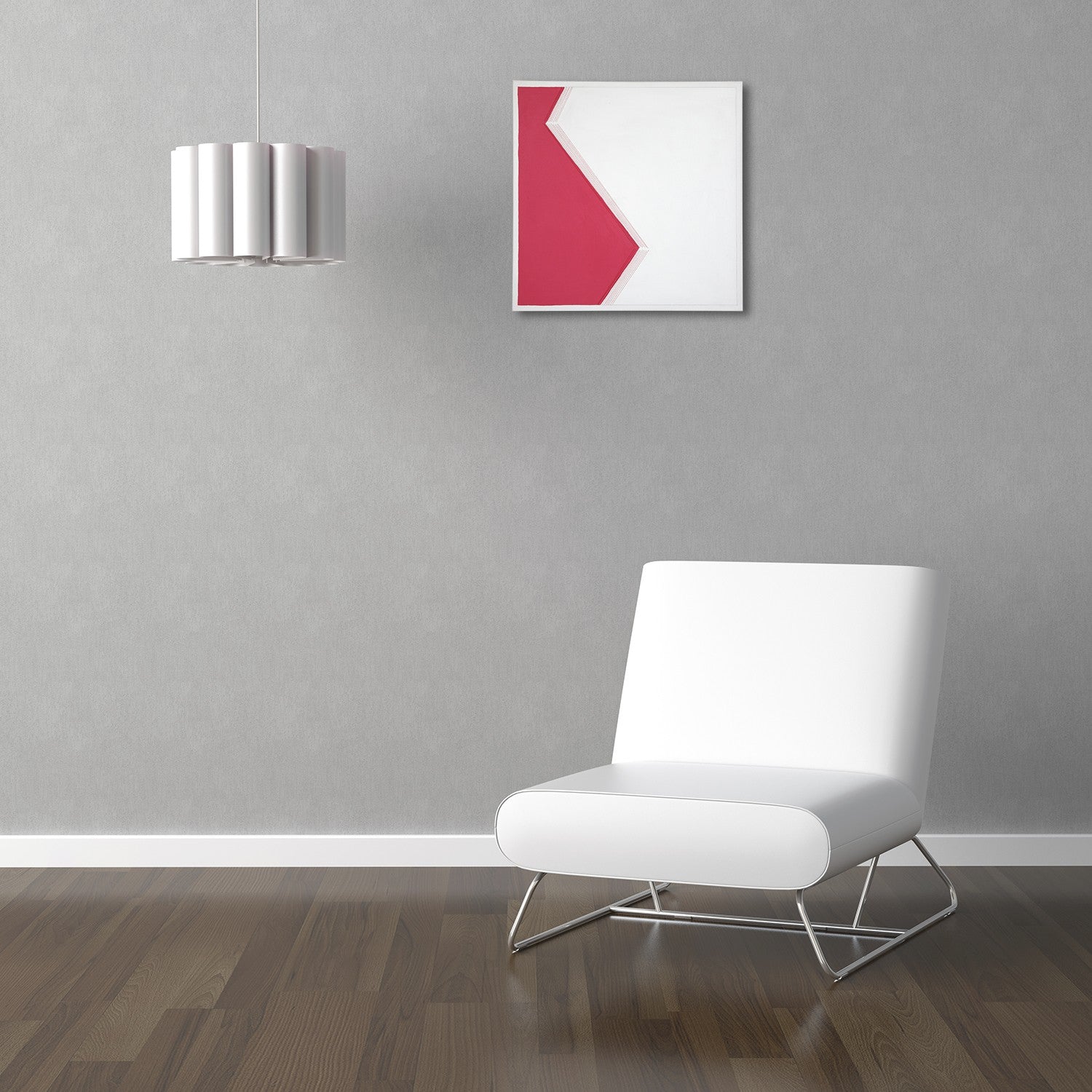 A red and white card with a white border.