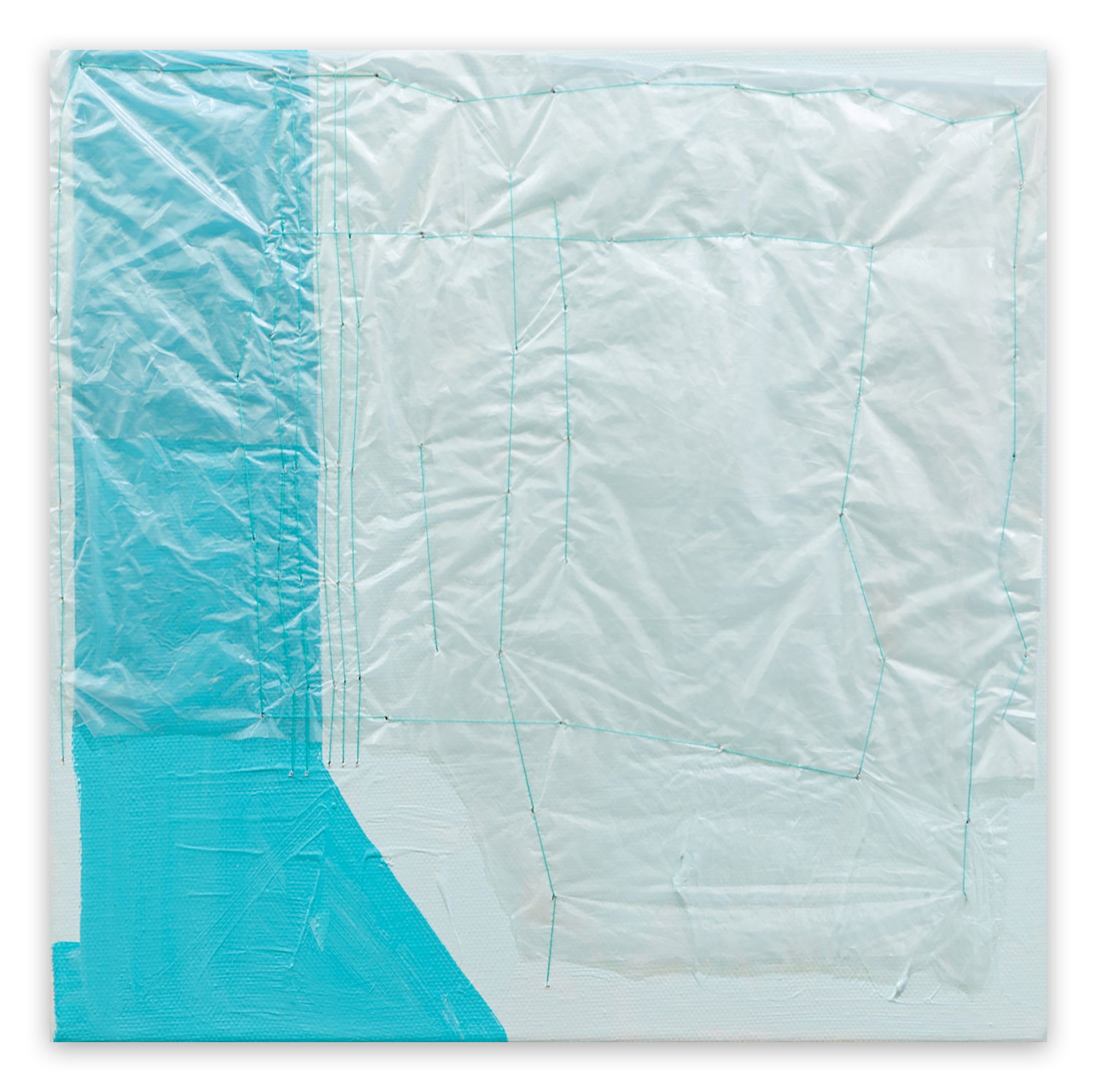 A piece of paper with a blue and white design on it.