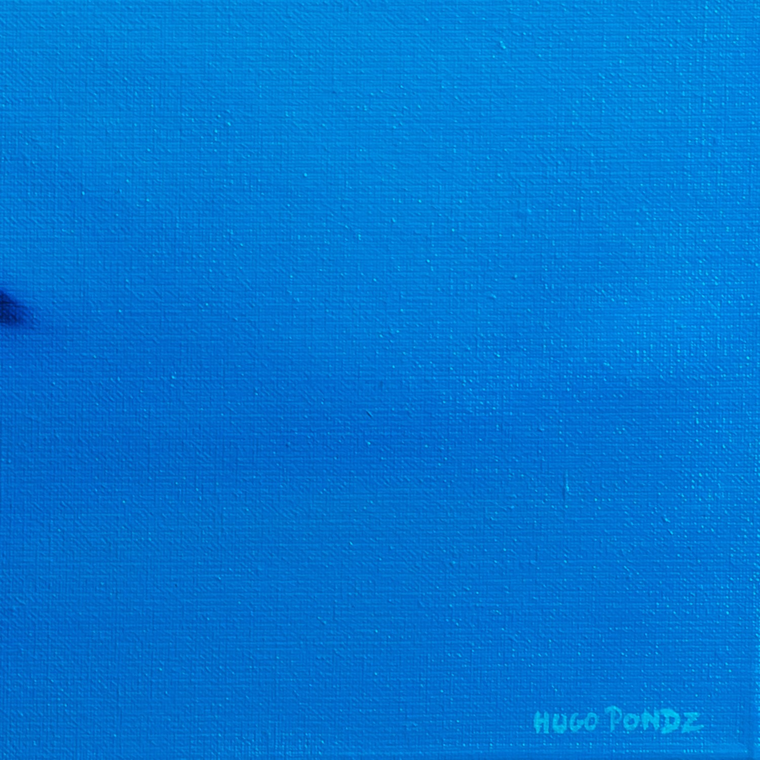 A solitary figure stands poised on a white block against a deep blue backdrop.