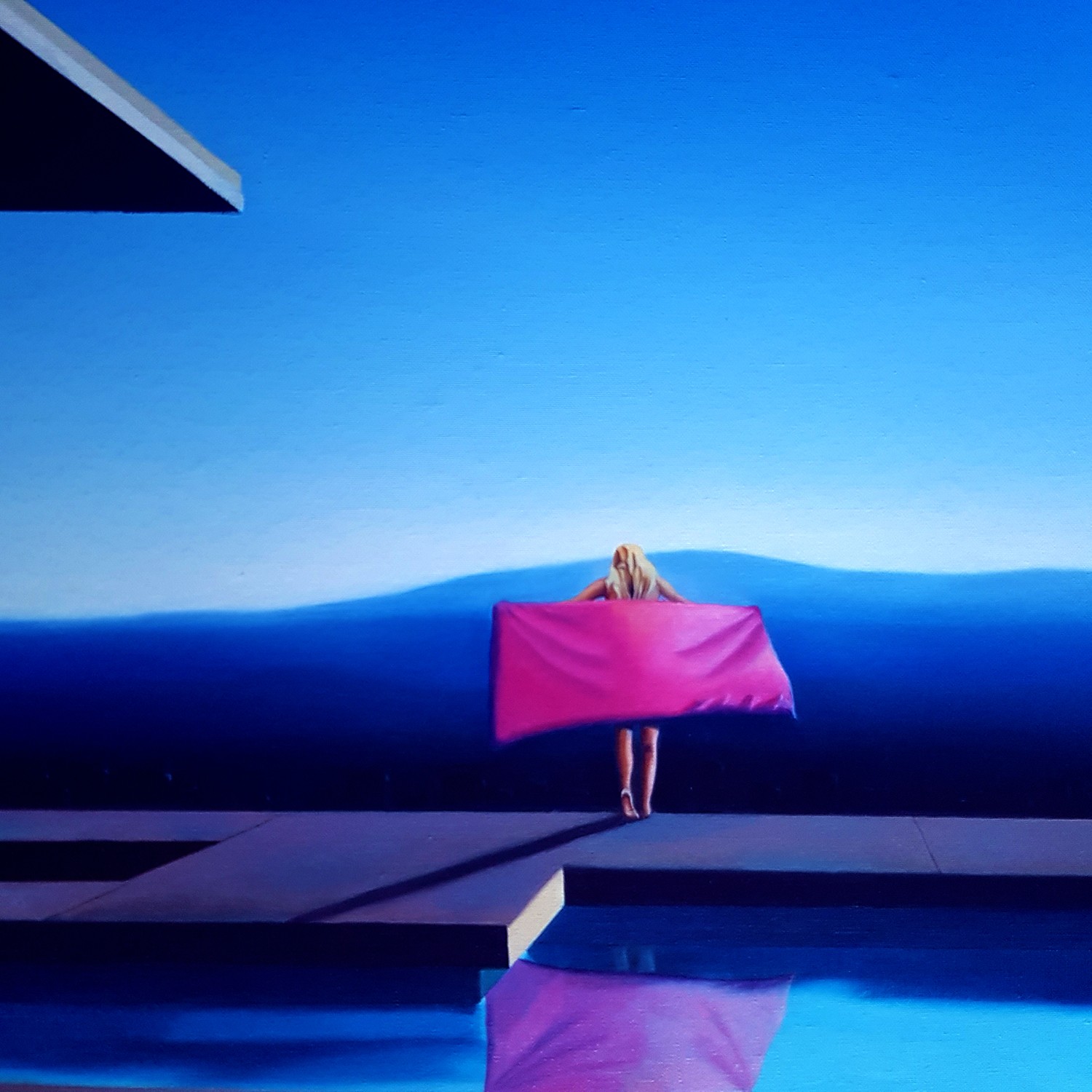 A minimalist abstract composition featuring bold geometric shapes and stark contrast.