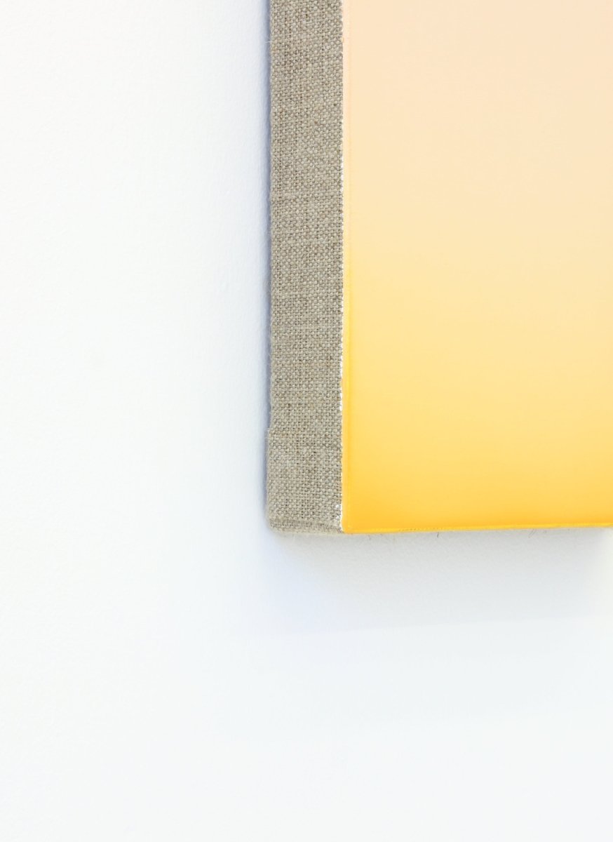 A minimalist vertical gradient artwork transitioning from pale pink to warm yellow.