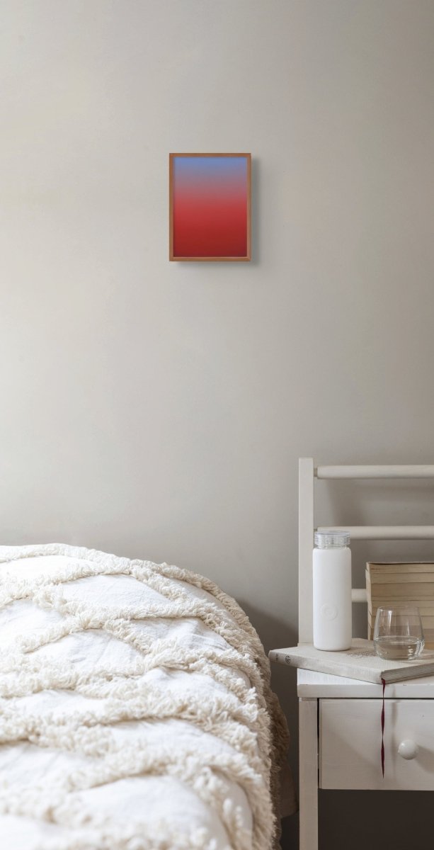 A vertical gradient canvas transitioning from cool blue at the top to deep red at the bottom.