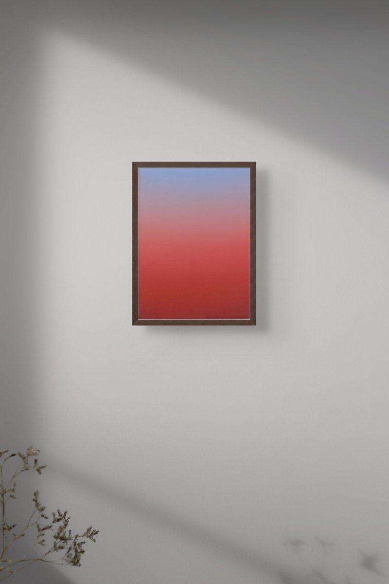 A vertical gradient canvas transitioning from cool blue at the top to deep red at the bottom.