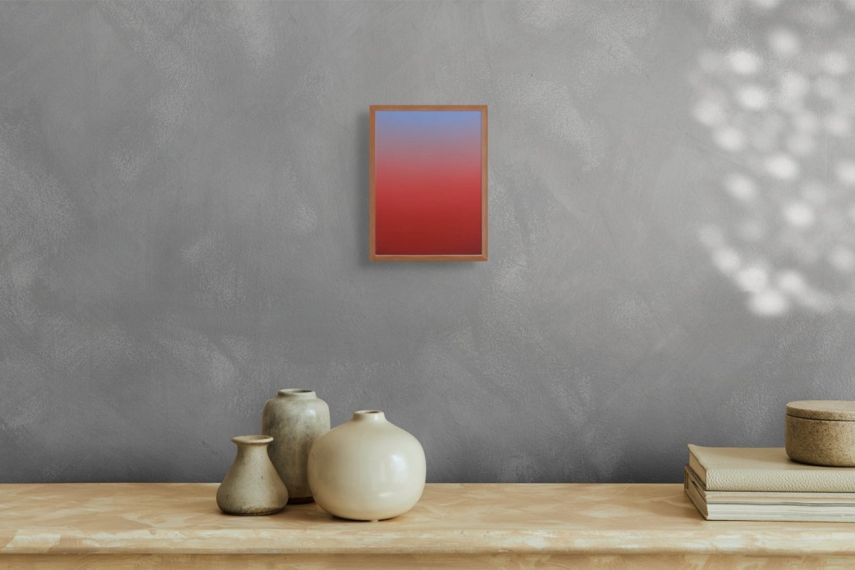 A vertical gradient canvas transitioning from cool blue at the top to deep red at the bottom.