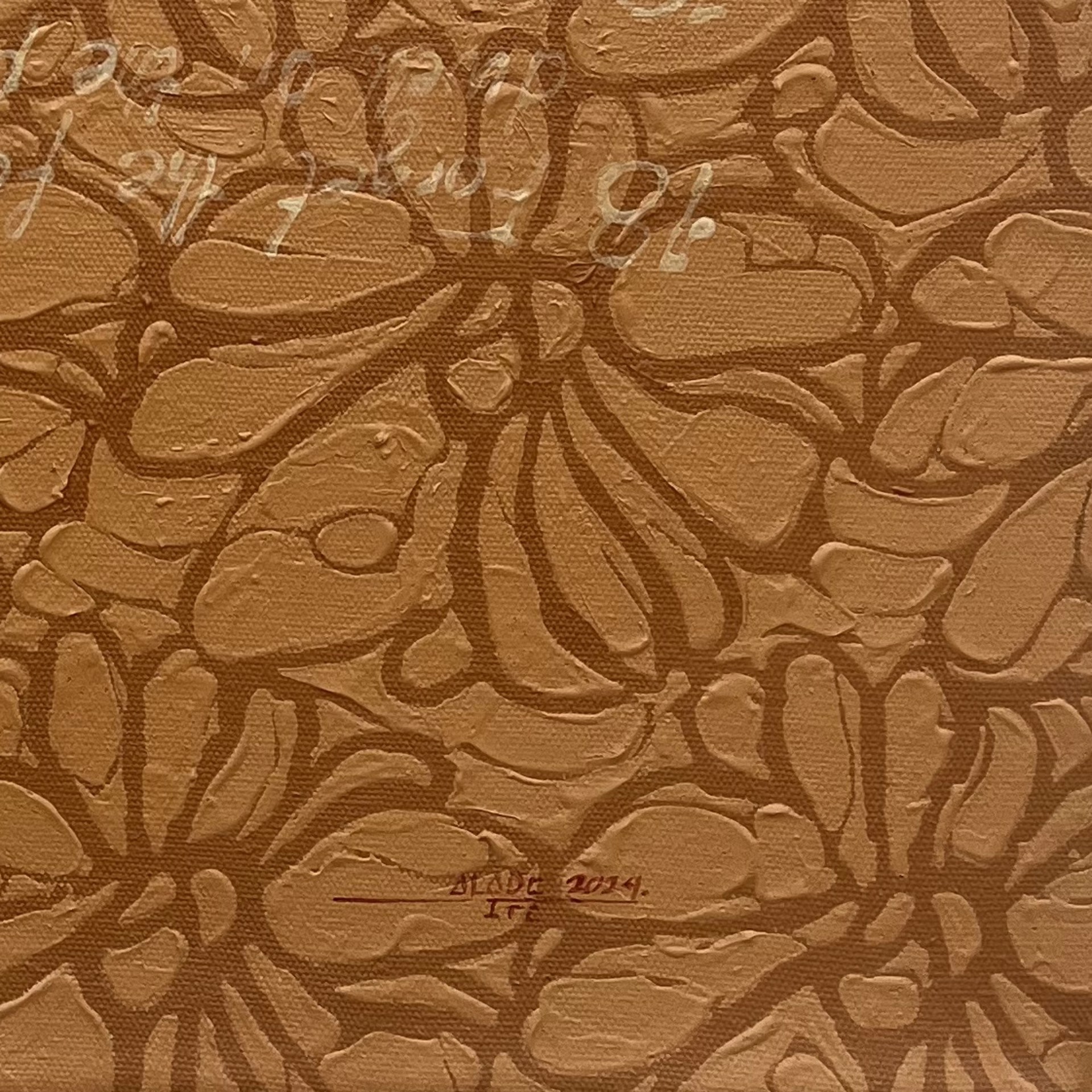 A drawing of a spider on a brown background.