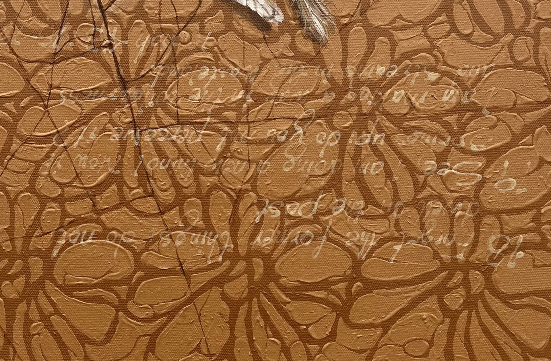 A drawing of a spider on a brown background.