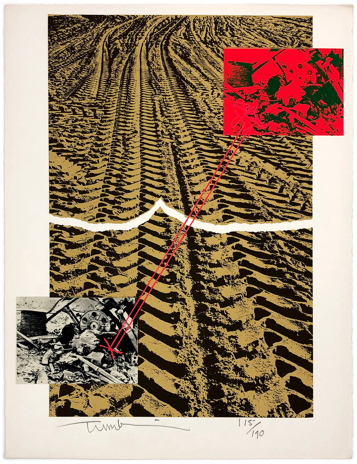 Untitled (from Ten Painters on War and Peace), hand signed lithograph by Igael Tumarkin, 1978