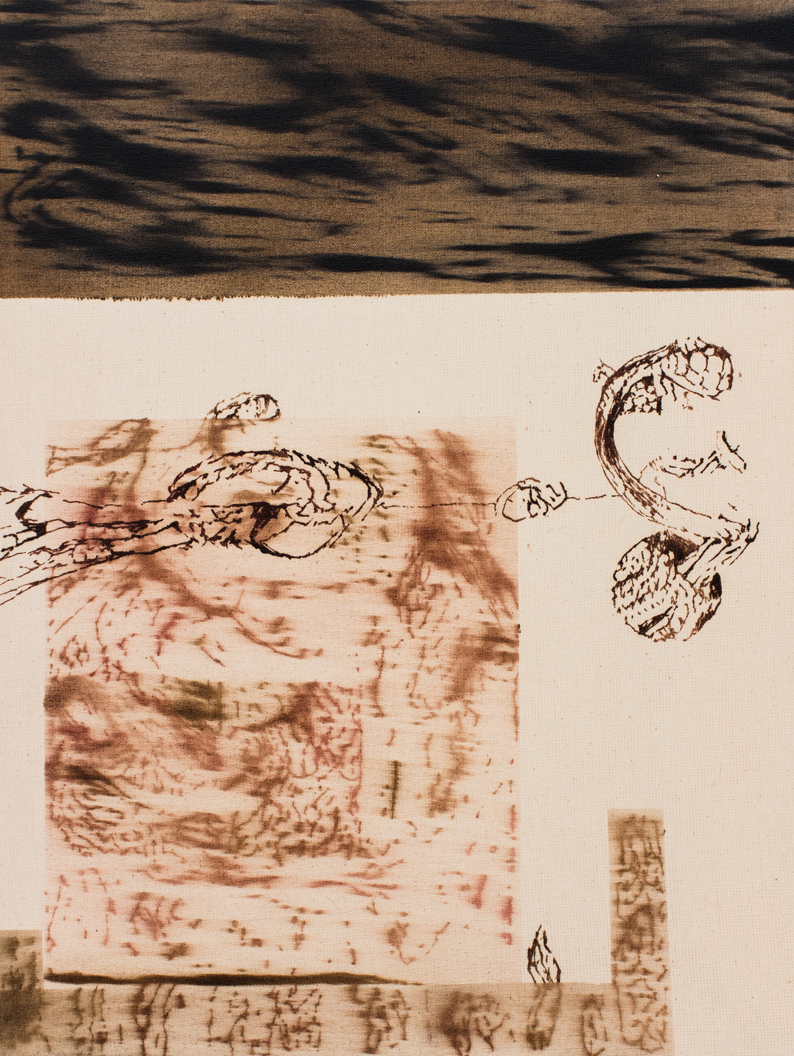 A drawing of a snake on a piece of paper.