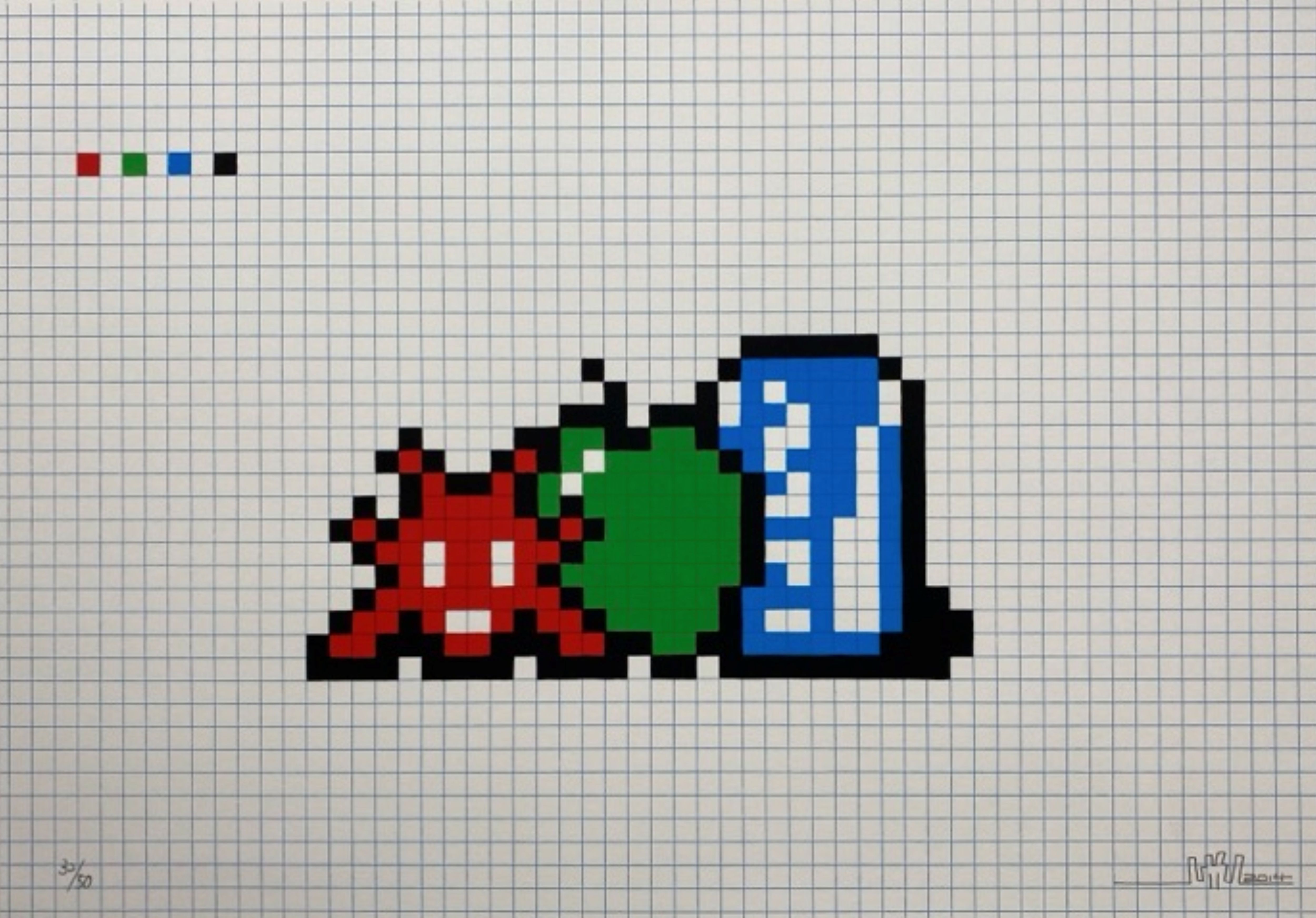 Still Life with Pocari Can by Invader, 2014
