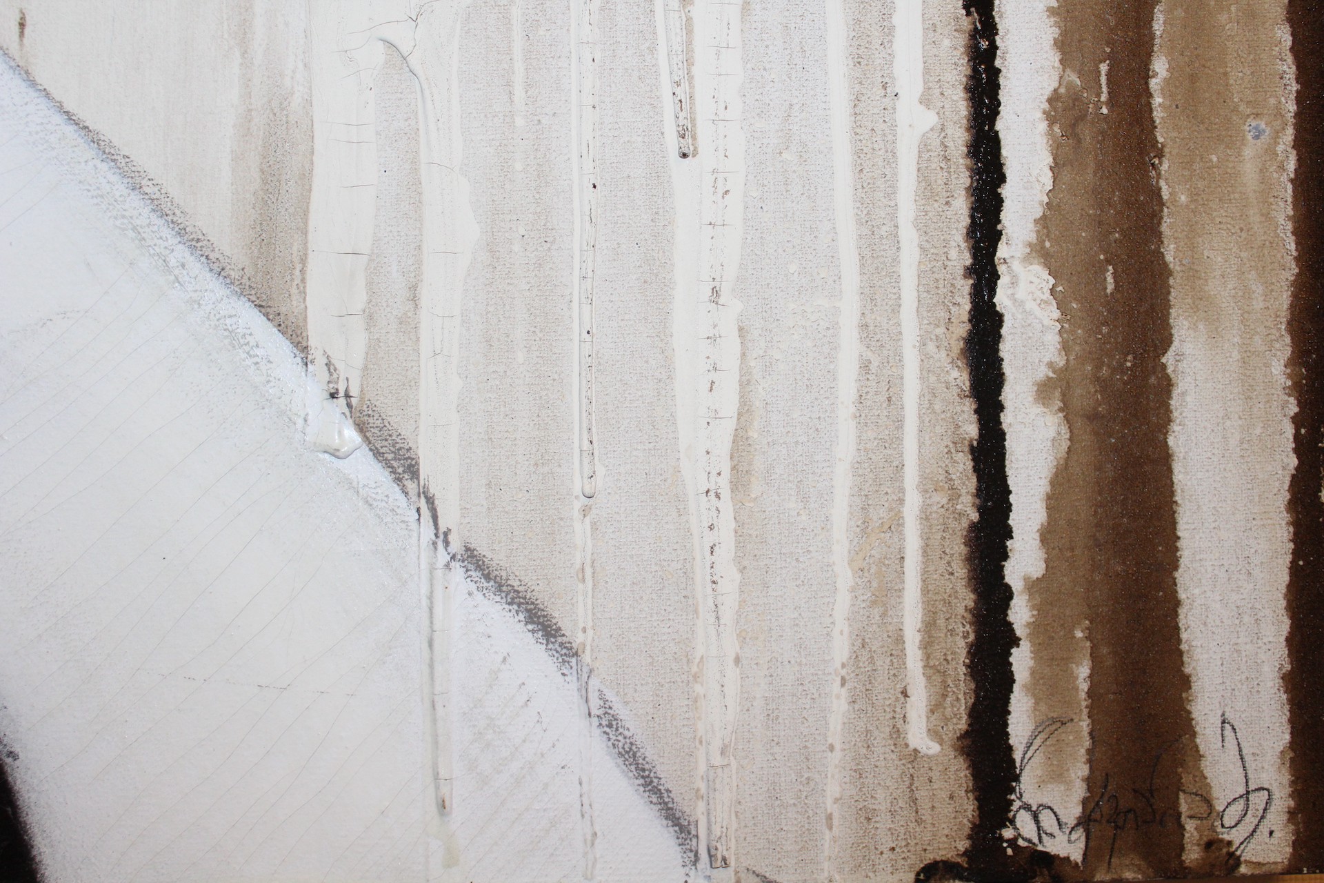 A painting hanging on a wall in a room.