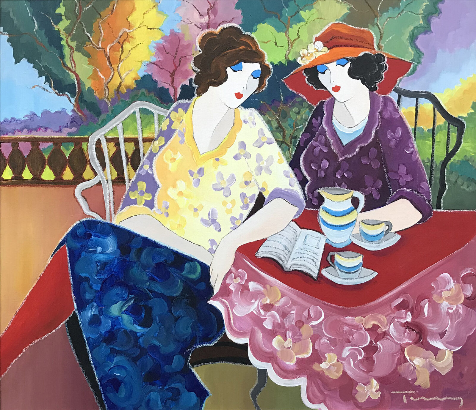 Artwork by Itzchak Tarkay, FRIENDSHIP, Made of Acrylic On Canvas 