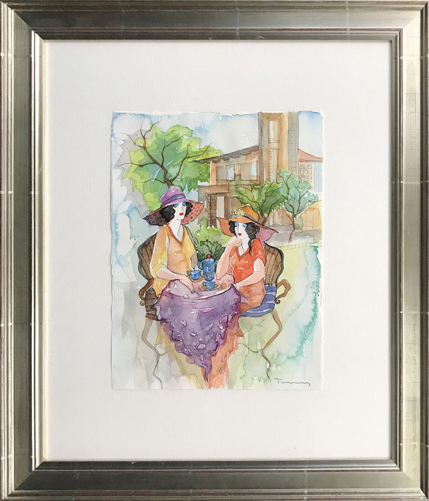 Artwork by Itzchak Tarkay, UNTITLED (ALFRESCO), Made of Watercolor On Paper 