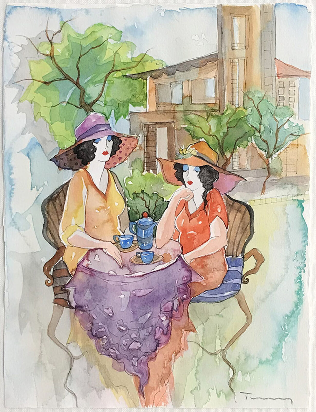 UNTITLED (ALFRESCO) by Itzchak Tarkay, circa 1995