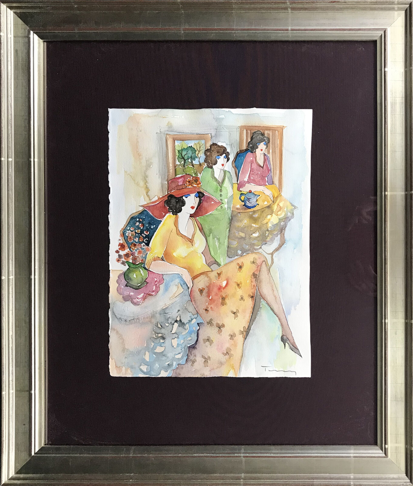 Artwork by Itzchak Tarkay, UNTITLED (REUNION), Made of Watercolor On Paper 