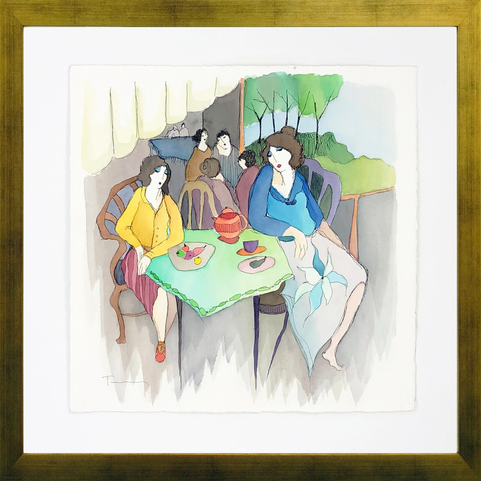 Untitled (At The Cafe) by Itzchak Tarkay, Late 20th Century