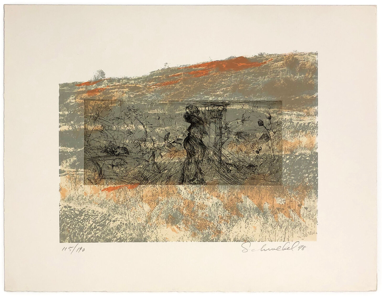 A drawing of a person standing in a field.