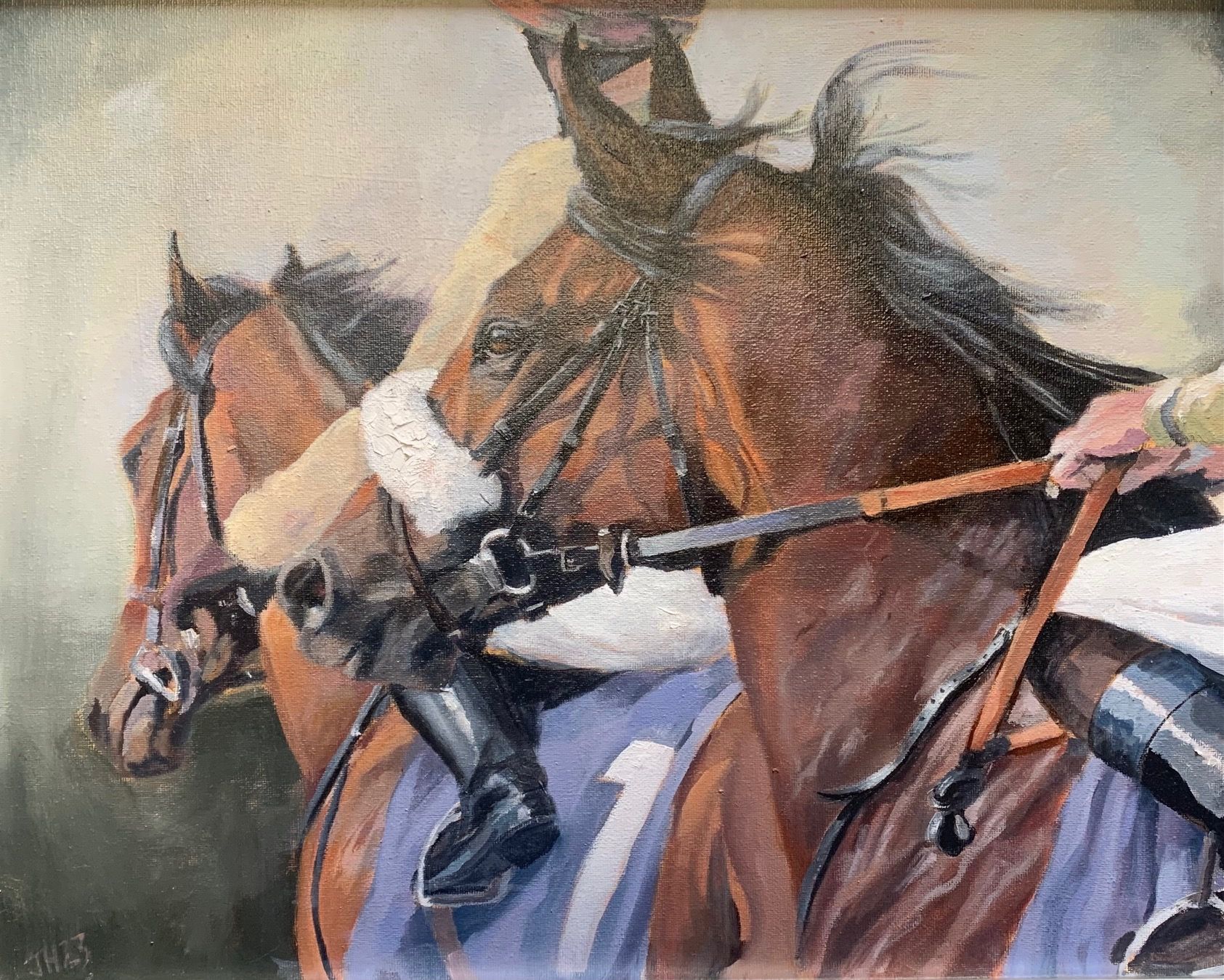 Artwork by Jackie Hardman, Lining Up, Made of Oil on canvas 