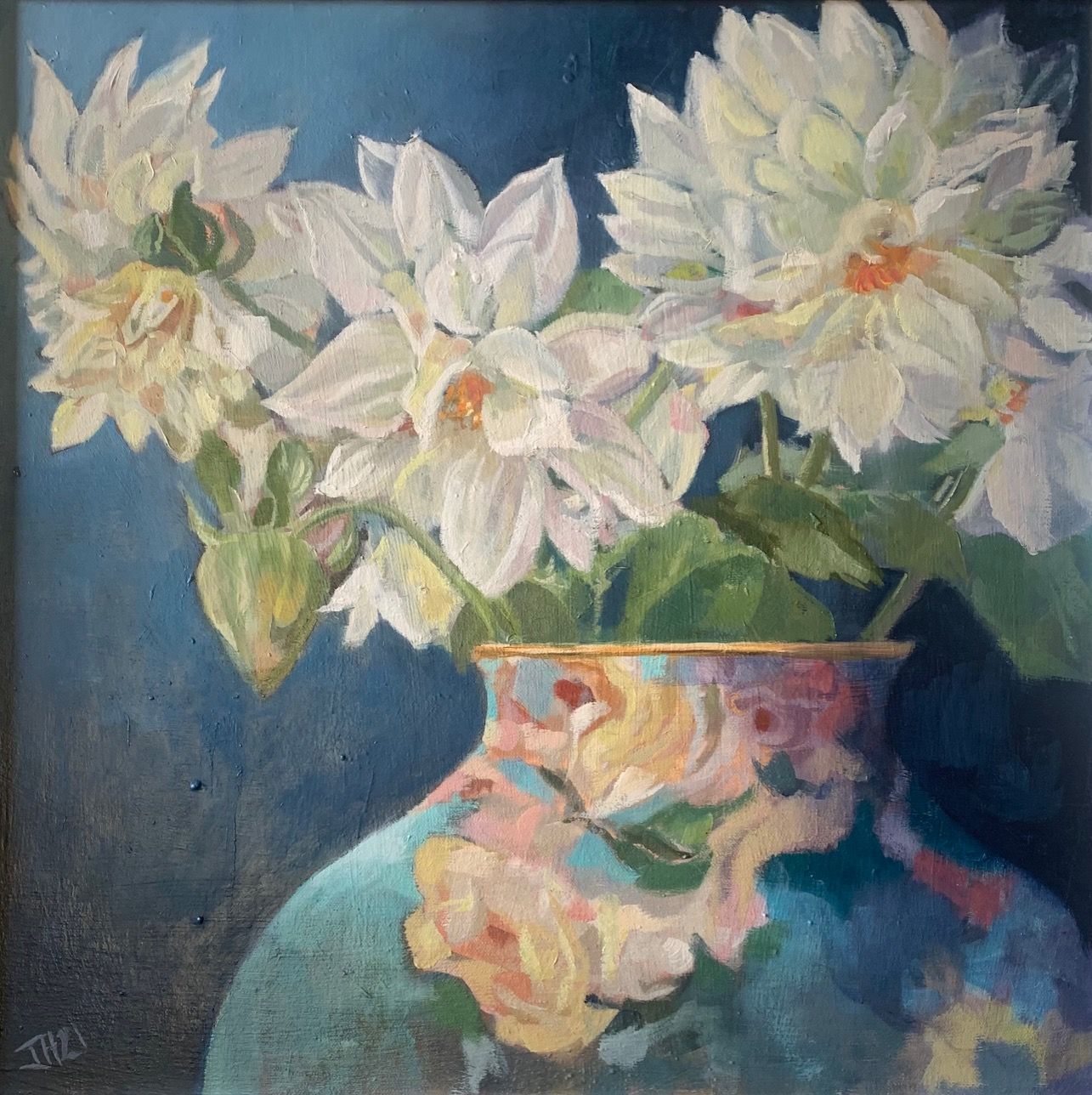White Dahlias by Jackie Hardman, 2018