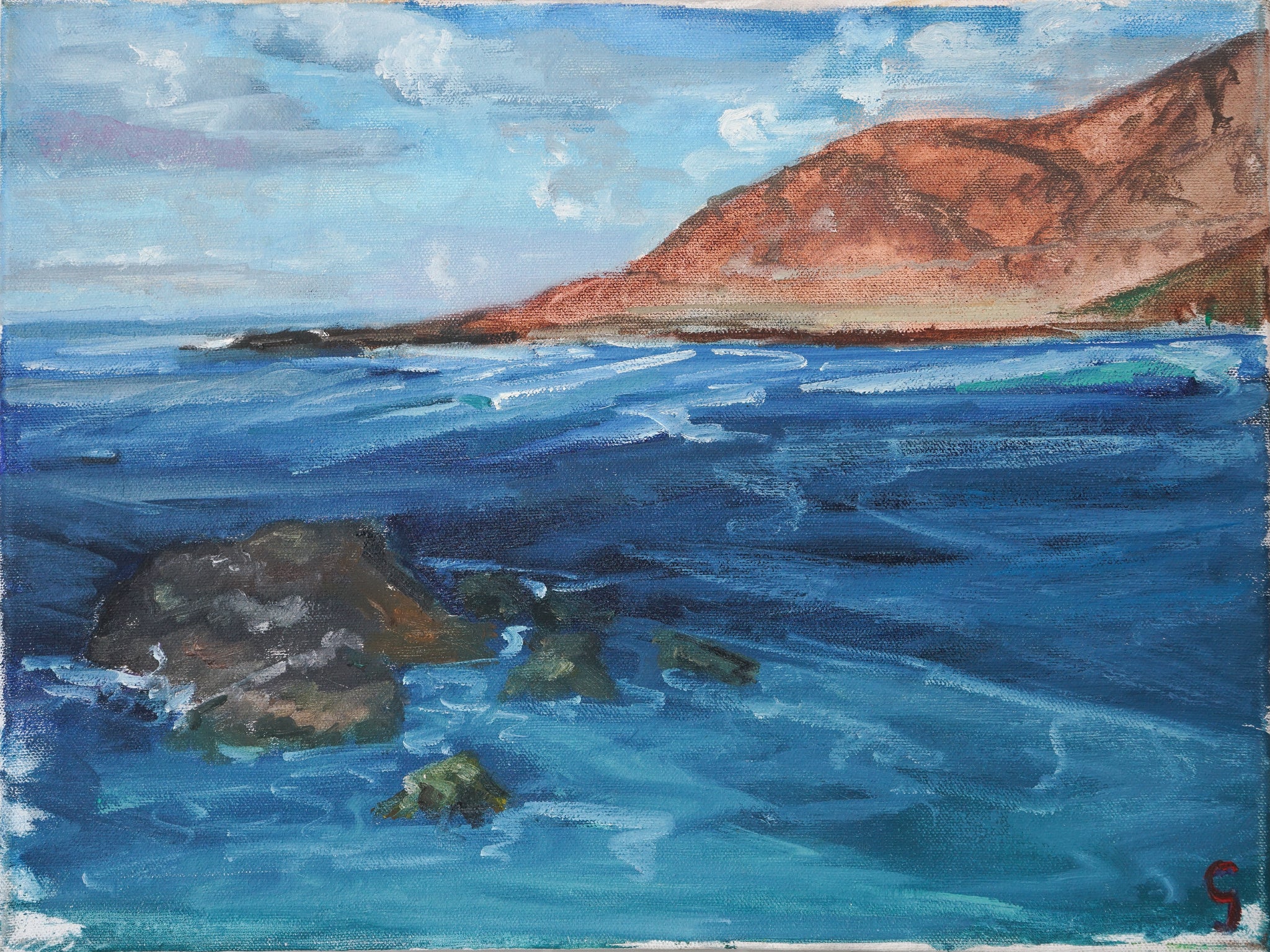 Artwork by Jackson, Las Palmas de Gran Canaria - Seascape, Made of Oil on board 