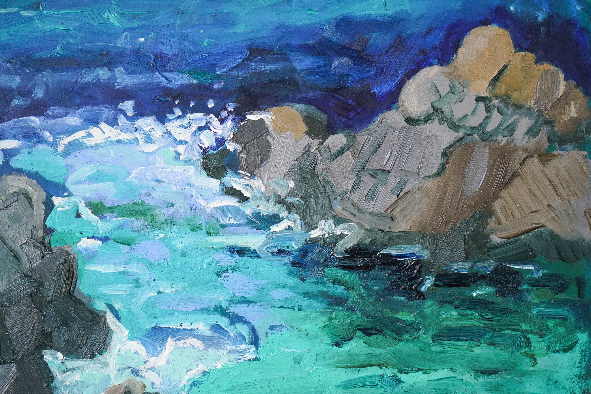 Artwork by Jackson, Costa Brava - Blue and Green, Made of Oil on board 