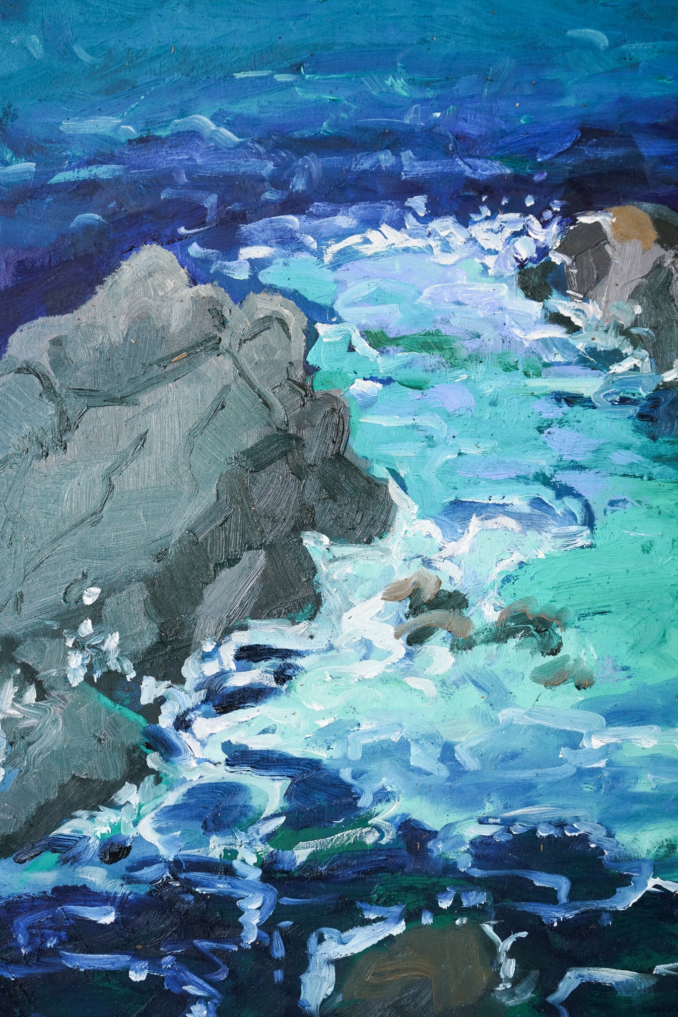 Artwork by Jackson, Costa Brava - Blue and Green, Made of Oil on board 