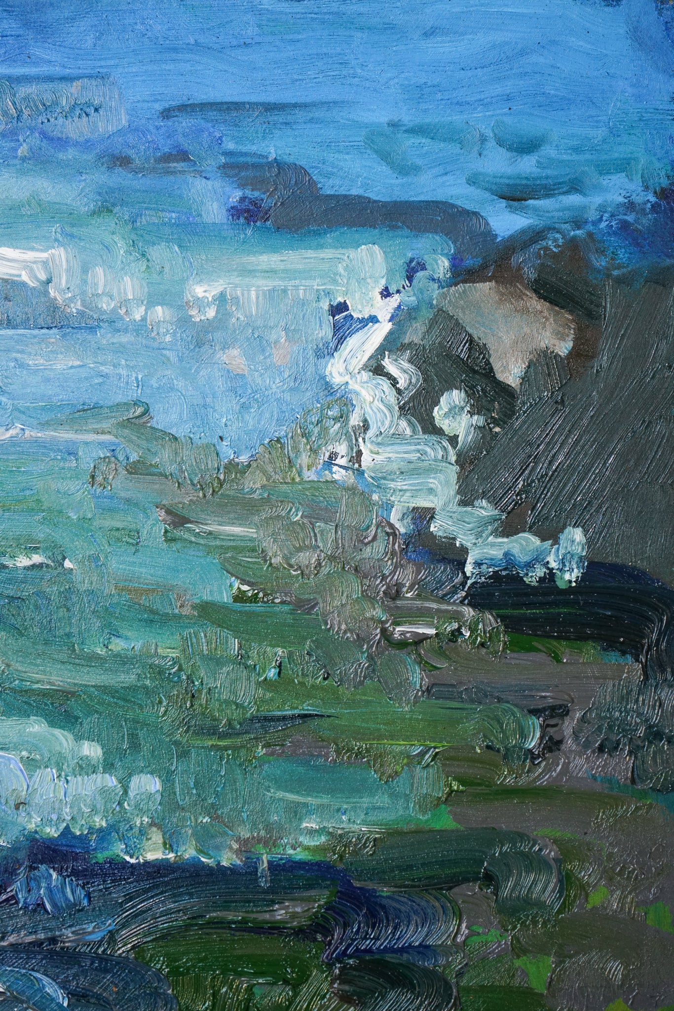 Artwork by Jackson, Costa Brava - Wind Rocks and Sea, Made of Oil on board 