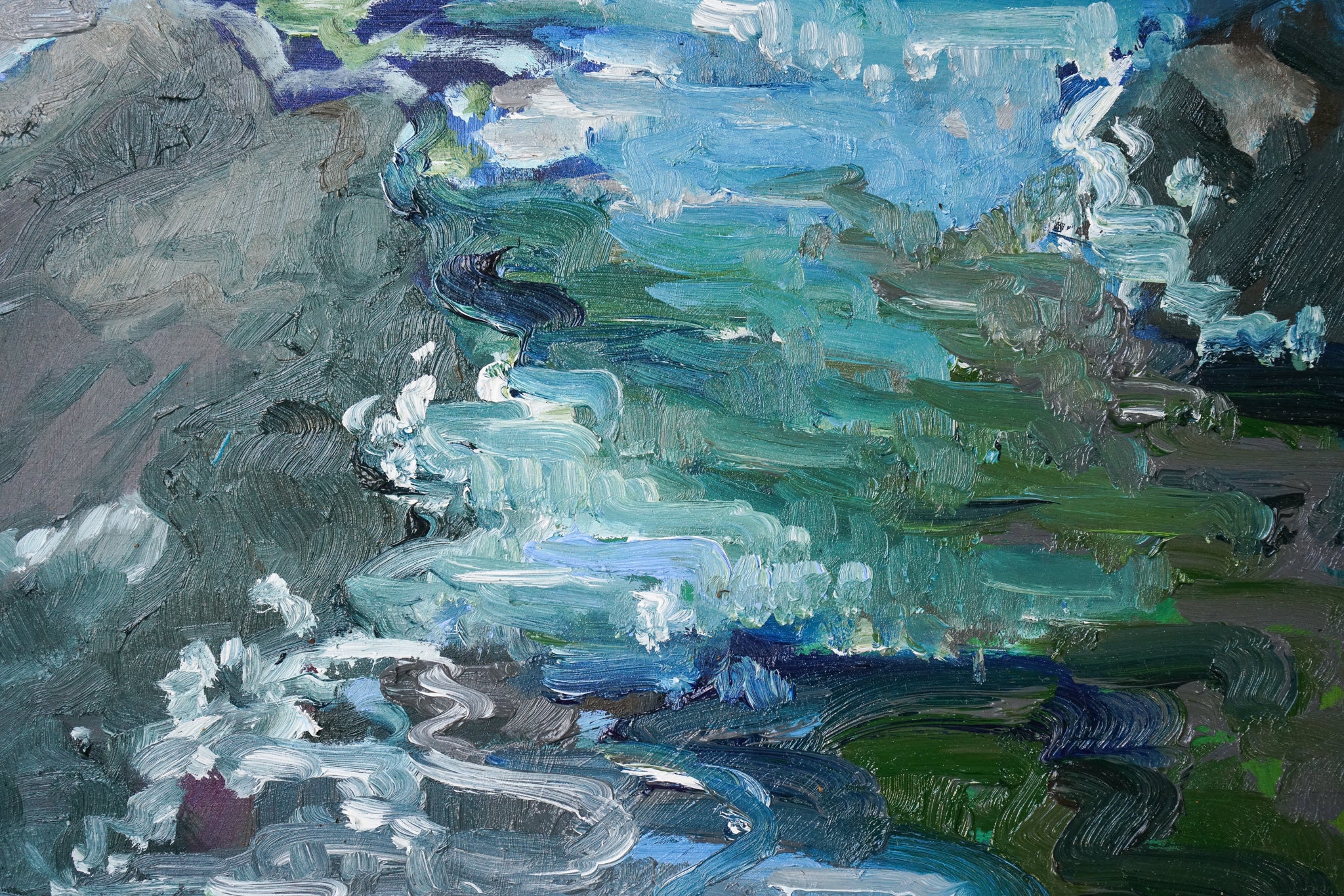 Artwork by Jackson, Costa Brava - Wind Rocks and Sea, Made of Oil on board 